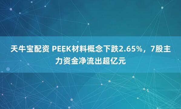 天牛宝配资 PEEK材料概念下跌2.65%，7股主力资金净流出超亿元